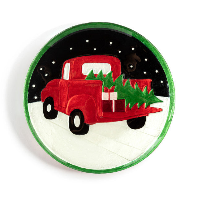 Demdaco - Red Truck with Tree Round Plate