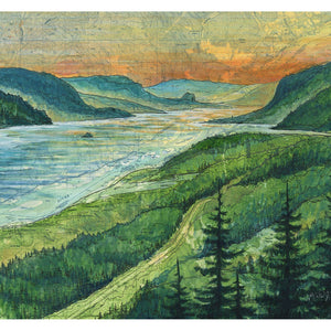Final Switchback by Katie Jeanne Reim- Columbia River Gorge, Gorge Sunrise Art Matted Print