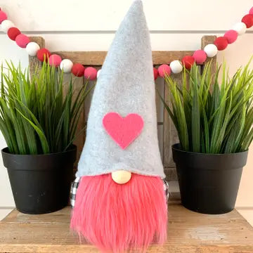 Kate + Em - 11" Medium Pink Valentine Gnome Boy