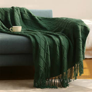 Fennco Styles - Rhombus Diamond Knit 50"X60" Throw Blankets