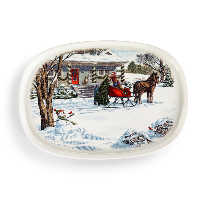 Demdaco - Winter Wonderland Ceramic Oval Platter