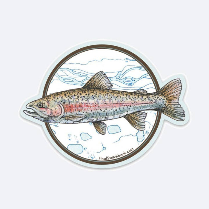 Final Switchback by Katie Jeanne Reim-  Rainbow Trout Vinyl Sticker