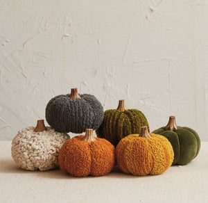 Creative Co-Op - 4" Cooten Blend Pumpkins w/Wood Stem (Assorted Styles sold Separately)