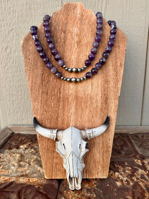 Wild Hancock Creations - Amethyst Necklace w/Graduated Navajo Pearl