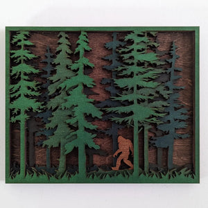 Knit and Nailed - Layered Sasquatch in the Woods Art