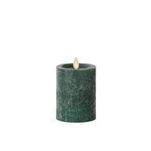 K&K Interiors - Assorted Green Seaglass Wax Indoor Pillar Luminara Candles