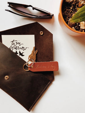 Twin Sparrow - "Kindness Is Key" Script Keychain