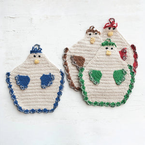 Creative Co-Op - Cotton Crocheted Chicken Shaped Pot Holders (Assorted)