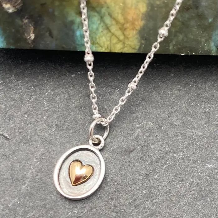 Elizabeth Jewelry - Bronze Heart in Sterling Silver Shadowbox Necklace