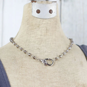 Jennifer Dahl Designs LLC - Beaded Slate Gray Lobster Clasp Charm Catcher Necklace - 18"