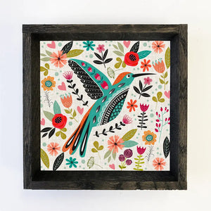 Hangout Home - Folk Hummingbird Canvas Art