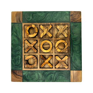 Natural OliveWood - Resin & Olive Wood Tic Tac Toe Block Game Set