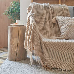 Fennco Styles - Waffle Stripe Knit 50"X60" Throw Blankets