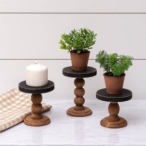 Audrey's Home & Gift - Mini Risers - Black Top, Wood Base (Assorted Sizes Sold Separately)