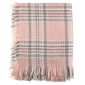 Fennco Styles - Classic Pink Grey Plaid 50X60 Throw Blanket