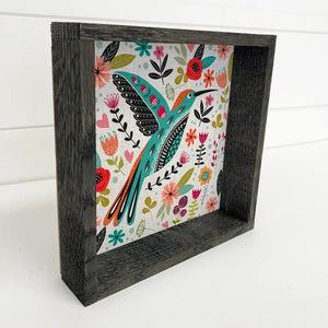 Hangout Home - Folk Hummingbird Canvas Art