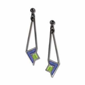 Frank Lloyd Wright - Dana House Art Glass Earrings Blue/Green