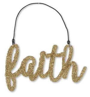 K&K Interiors - Assorted Gold Glittered Holiday Message Ornament