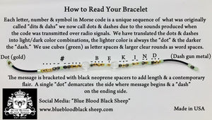 Blue Blood Black Sheep - Morse Code Wrap Bracelet "I love you"