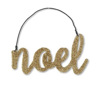 K&K Interiors - Assorted Gold Glittered Holiday Message Ornament