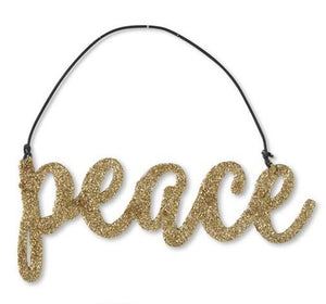 K&K Interiors - Assorted Gold Glittered Holiday Message Ornament