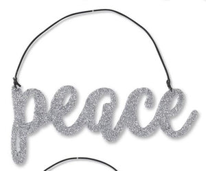 K&K Interiors - Assorted Silver Glittered Holiday Message Ornament