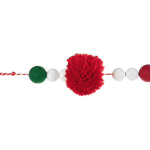 Demdaco - Cozy Red Green Pom Garland