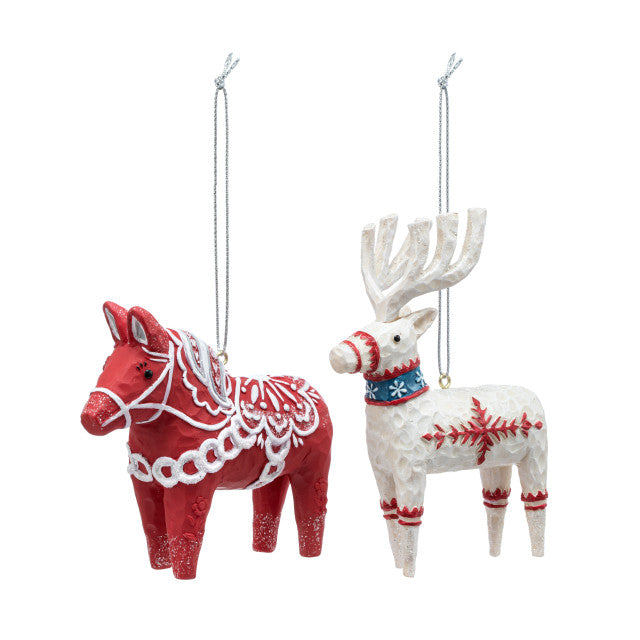 Demdaco - Scandi Lucky Horse & Deer Ornaments