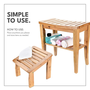 ToiletTree Products - Natural Bamboo Shower Seat w/ Foot Stool