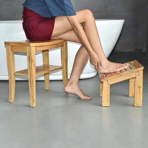 ToiletTree Products - Natural Bamboo Shower Seat w/ Foot Stool