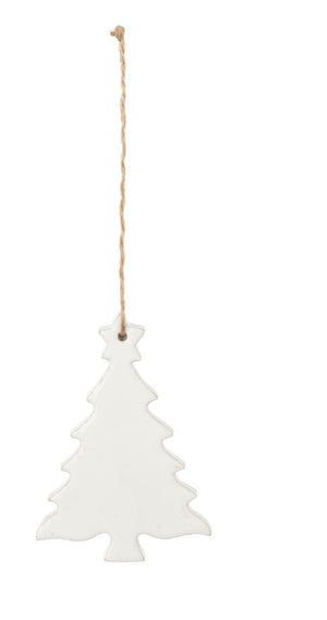 Demdaco - Wood Enamel White Tree Ornament