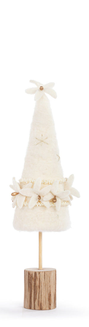 Demdaco - Cream Felt and Beaded Poinsettia Trees (Assorted Sizes)