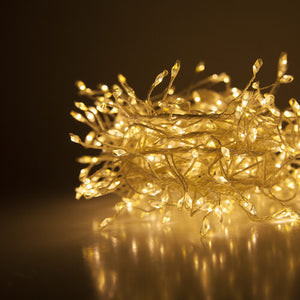 LED Cluster String Fairy Lights - Silver Wire, Warm Lights