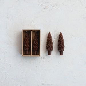 Creative Co-Op - Small Pinecone Taper Candles (Set of 2)