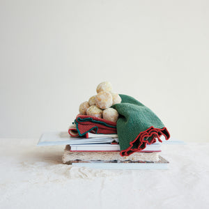 Creative Co-Op - Cotton Waffle Weave Tea Towel w/Colored Stitched Edge (Assorted Styles Sold Individually)