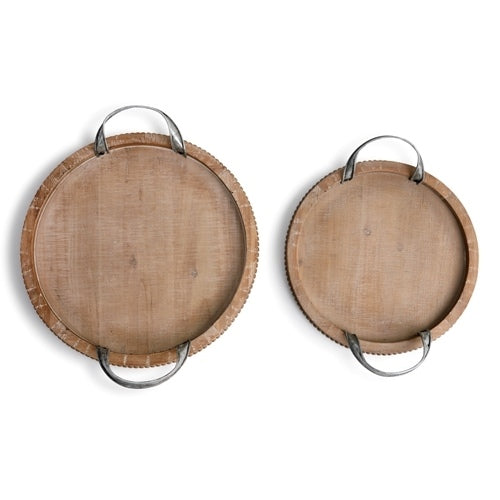 Demdaco - Round Wood Trays With Handles