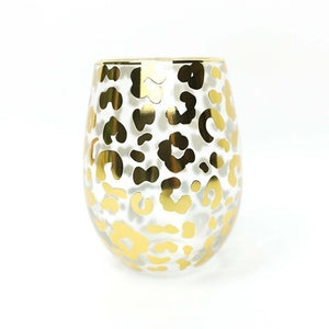 Mary Square Home - "Gold Leopard" Stemless Wine Glass