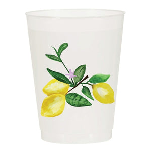 Sip Hip Hooray - Lemons Watercolor Reusable Cups Set of 10
