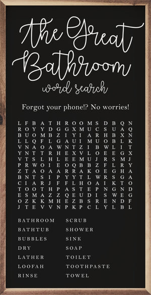 Kendrick Home - The Great Bathroom Word Search Black