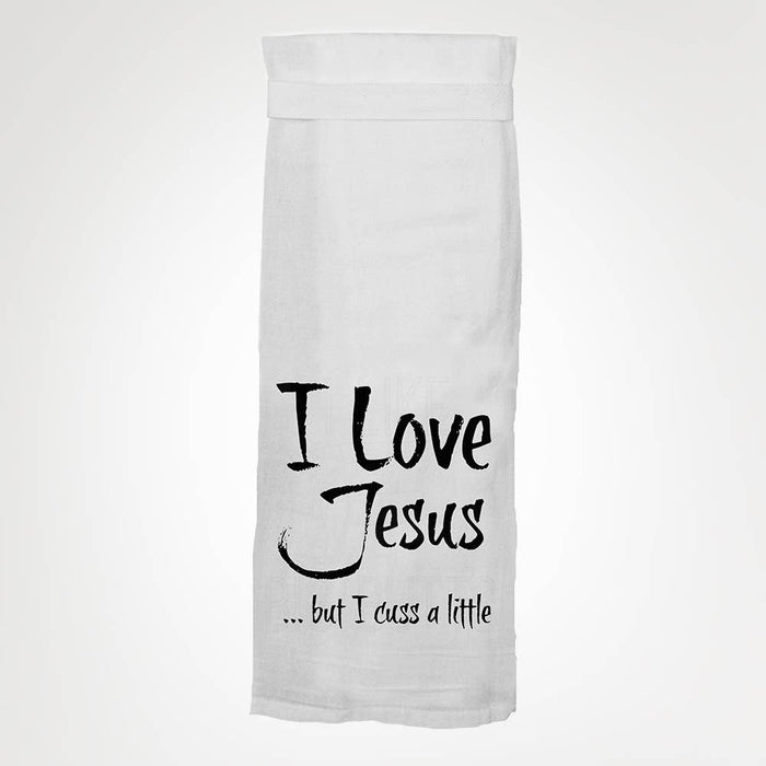 Twisted Wares - I Love Jesus But I Cuss A Little KITCHEN TOWEL