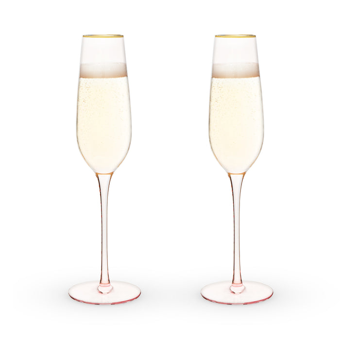 Twine - Garden Party: Rose Crystal Champagne Flute Set by Twine