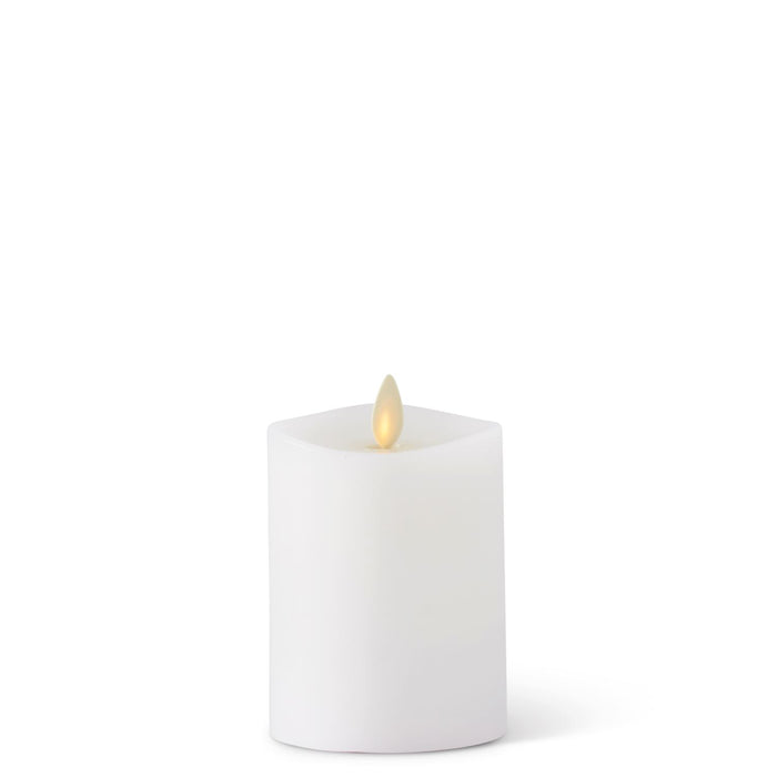 K&K Interiors - White Wax Luminara Medium Indoor Pillar Candle (3x4.5in)