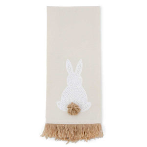 K&K Interiors - Tan with White Embroidered Easter Bunny Towel