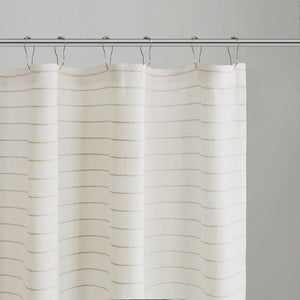 Olliix - Recyled Fiber Striped Shower Curtain, Ivory [Certified]