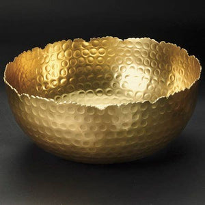 India Handicrafts - Large Gilded Hammered Bowl