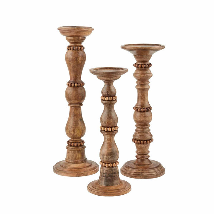 Mud Pie - Beaded Wood Candle Sticks (Assorted)