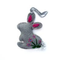 Ornaments 4 Orphans - Rabbit With Embroidered Flowers Easter Ornament