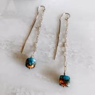 Derive Jewelry - Paperclip Chain Spiny Oyster Turquoise Drops