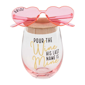 Mud Pie - Pour the Wine His Last Name is Mine Glass and Sunglass Set