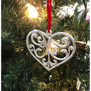 House of Morgan Pewter - Swirly Heart Ornament